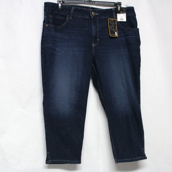 Women's Size 20W Deep Dyed Blue Jean Denim NWT Lee 23" Capri Pants or Jeans - Picture 1 of 13